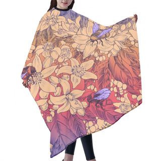 Personality  Seamless Floral Pattern. Hair Cutting Cape
