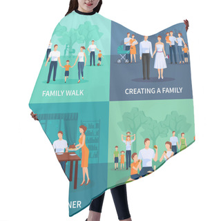 Personality  Family Concept Icons Set Hair Cutting Cape
