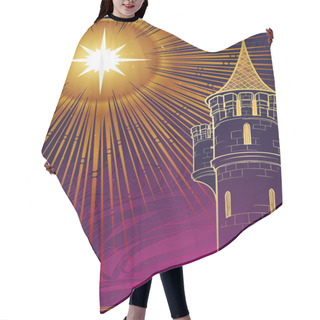 Personality  Tower Of The Evening Star. Fantasy Concept Drawing. Hair Cutting Cape