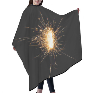 Personality  Bright Glowing New Year Sparkler On Black Background   Hair Cutting Cape
