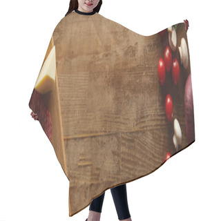 Personality  Top View Of  Ingredients For Pizza On Wooden Table, Panoramic Shot Hair Cutting Cape
