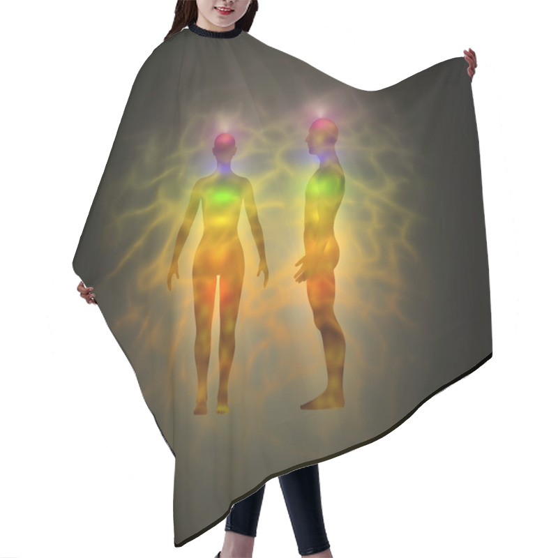 Personality  Human Energy Body Silhouette With Aura And Chakras Hair Cutting Cape