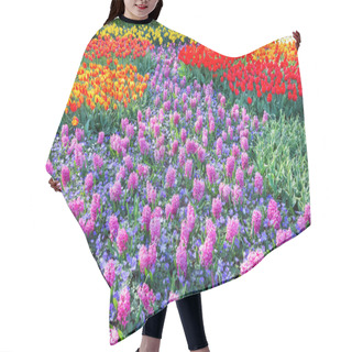 Personality  Field Of Pink Hyacinths And Red Tulips Hair Cutting Cape