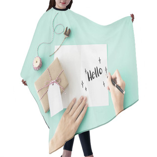Personality  Person Writing On Greeting Card Hair Cutting Cape