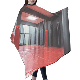 Personality  Red Boxing Area With Punching Bags Hair Cutting Cape