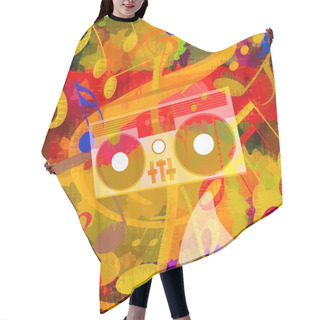 Personality  Music Background With Radio And Trumpet Hair Cutting Cape