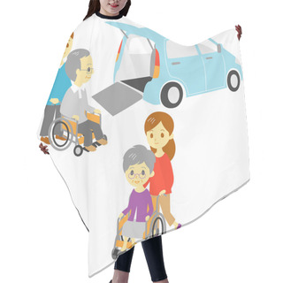 Personality  Old In Wheelchairs, Adapted Vehicle, Family Hair Cutting Cape