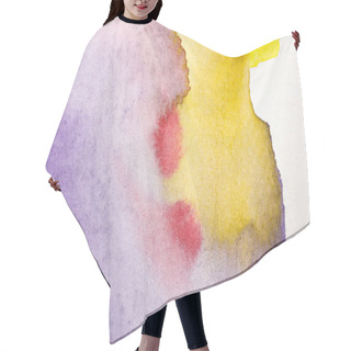 Personality  Close Up View Of Multicolored Yellow, Purple And Red Watercolor Paint Spills  Hair Cutting Cape
