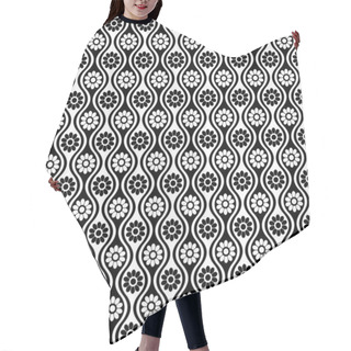 Personality  Black & White Daisy Wave - Mod Two Tone Floral Tile Pattern Hair Cutting Cape