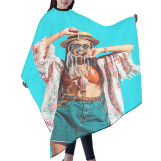 Personality  Bohemian Girl Holding Dreamcatcher Hair Cutting Cape