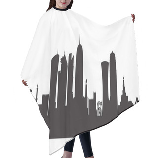 Personality  Doha Qatar City Skyline Vector Silhouette Hair Cutting Cape