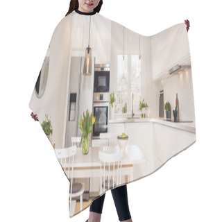 Personality  Fancy Kitchen Interior On Background Hair Cutting Cape