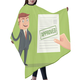 Personality  Approved Application. Vector Flat Illustration Hair Cutting Cape