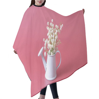 Personality  Lilies Of The Valley Bouquet In A Decorative Watering Can On A Magenta Background. Hair Cutting Cape