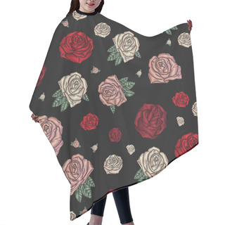 Personality  Embroidery Seamless Pattern With Roses. Hair Cutting Cape