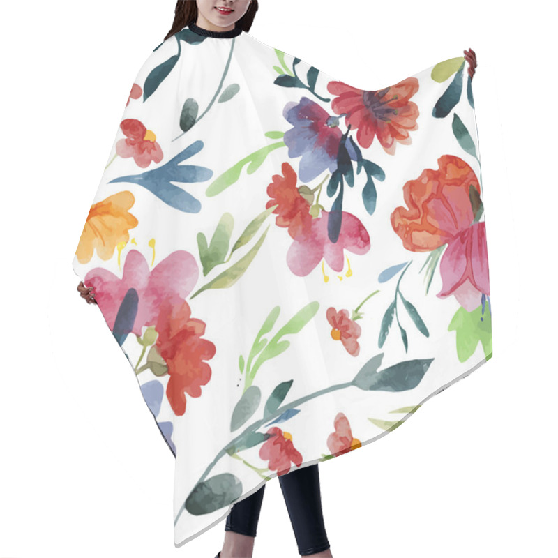 Personality  Watercolor Flowers Wallpaper Hair Cutting Cape