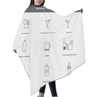 Personality  Drinks, Beverages Icons Set Hair Cutting Cape