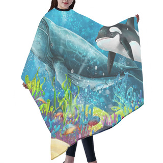 Personality  Cartoon Scene With Whale And Killer Whale Near Coral Reef - Illustration For Children Hair Cutting Cape
