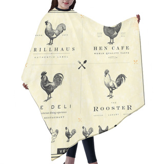 Personality  Vector Restaurant And Chicken Logo Set Hair Cutting Cape