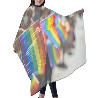 Personality  GayPride Spectators Carrying Rainbow Gay Flags Hair Cutting Cape
