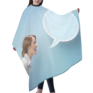 Personality  Businesswoman With Think Balloon Hair Cutting Cape