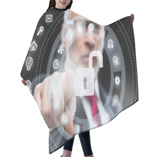 Personality  Businessman Working With Cloud Computing Diagram Hair Cutting Cape