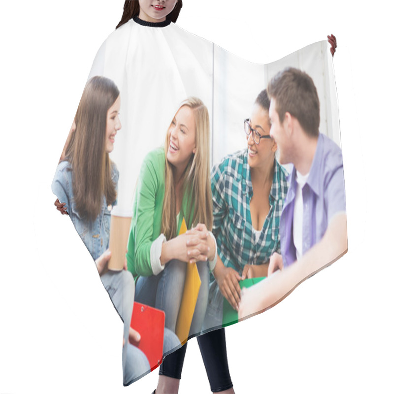 Personality  Students Communicating And Laughing At School Hair Cutting Cape