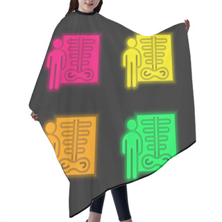 Personality  Bone Density Four Color Glowing Neon Vector Icon Hair Cutting Cape