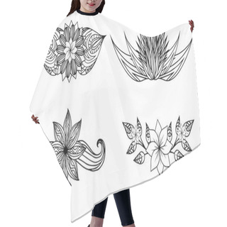 Personality  Doodle Flowers And Leaves Set Hair Cutting Cape