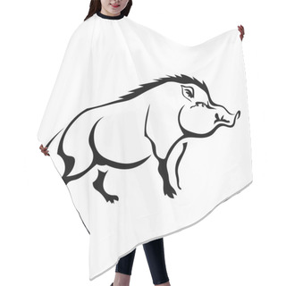 Personality  Black Silhouette Wild Boar On White Background. Isolate. Vector  Hair Cutting Cape