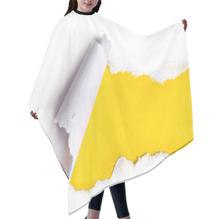 Personality  Torn Paper With Yellow Background Hair Cutting Cape
