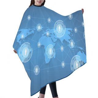 Personality  World Map Projection Over Blue Background Hair Cutting Cape