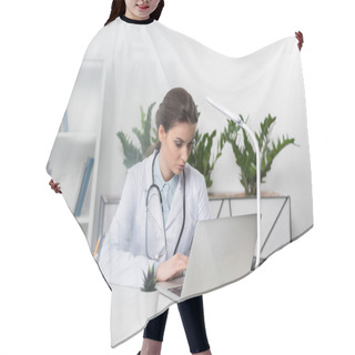 Personality  Doctor Using Laptop  Hair Cutting Cape