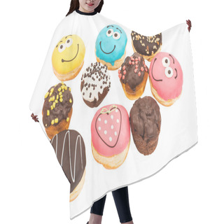 Personality  Colorful Delicious Donuts Isolated  Hair Cutting Cape