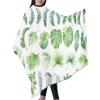 Personality  Tropical Palm Leaves Set On White Background. Watercolor Hand-painted, Summer Clipart Hair Cutting Cape