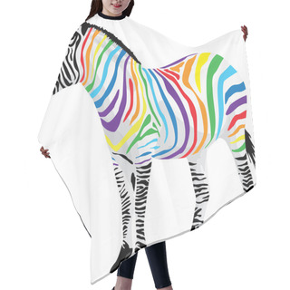 Personality  Zebra. Strips Of Different Colors. Vector Illustration. Hair Cutting Cape