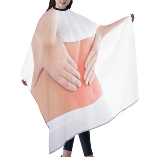 Personality  Woman Suffering From Back Pain Hair Cutting Cape