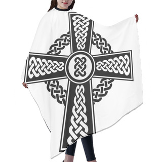 Personality  Celtic Style Cross With Eternity Knots Patterns In White And Black With Stroke Elements And Surrounding Rounded Knot Element  Inspired By Irish St Patrick's Day, And Irish And Scottish Carving Art Hair Cutting Cape