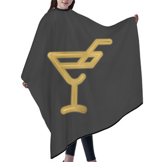 Personality  Alcoholic Drink Gold Plated Metalic Icon Or Logo Vector Hair Cutting Cape