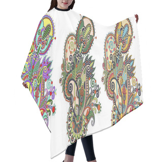 Personality  Paisley Flower Pattern In Three Colors Version, Decorative Flora Hair Cutting Cape