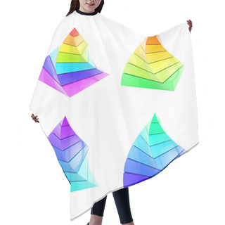 Personality  Set Of Four Colorful Segmented Pyramid Isolated Hair Cutting Cape