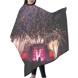 Personality  Fireworks Above The Stage During Concert Hair Cutting Cape
