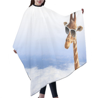 Personality  Funny Giraffe With Sunglasses Coming Out Of The Clouds Hair Cutting Cape