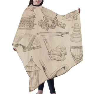 Personality  Objects - An Hand Drawn Vectors. Converted Hair Cutting Cape