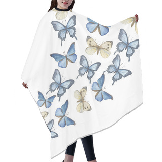 Personality  The Flying-up Watercolor Butterflies. Vector Hair Cutting Cape