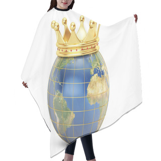 Personality  Globe With Golden Crown, 3D Rendering Hair Cutting Cape