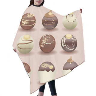 Personality  Illustration Of Isolated Set Of Chocolate Cakes Hair Cutting Cape
