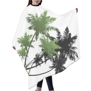 Personality  Four Green Silhouettes Of Palm Trees Hair Cutting Cape
