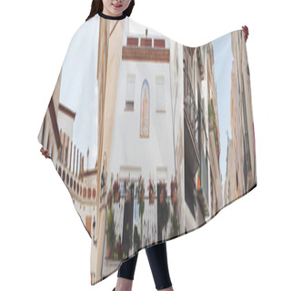 Personality  Collage Of Facades Of Buildings On Urban Streets In Catalonia, Spain  Hair Cutting Cape