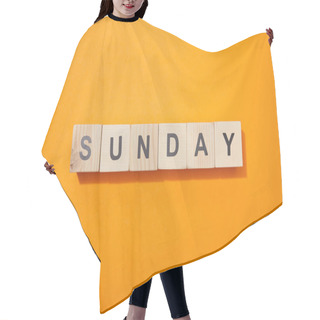 Personality  Top View Of Wooden Cubes With Letters On Orange Surface Hair Cutting Cape